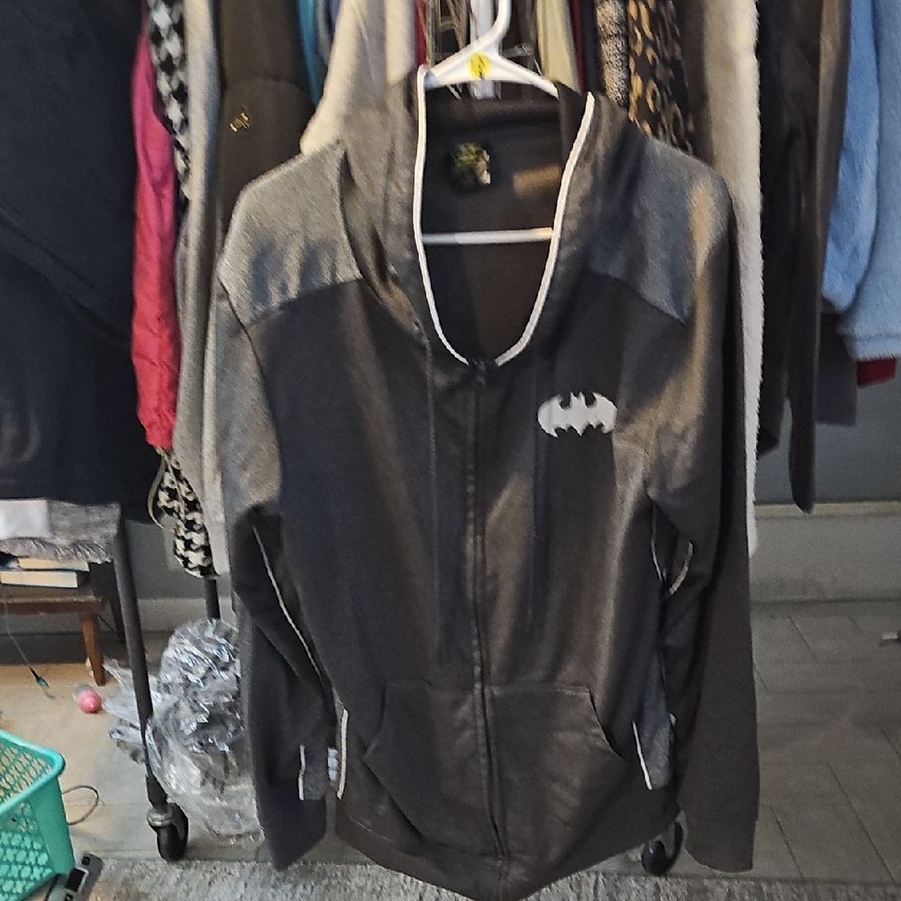 Gray Batman Hoodie with Logo Sz L